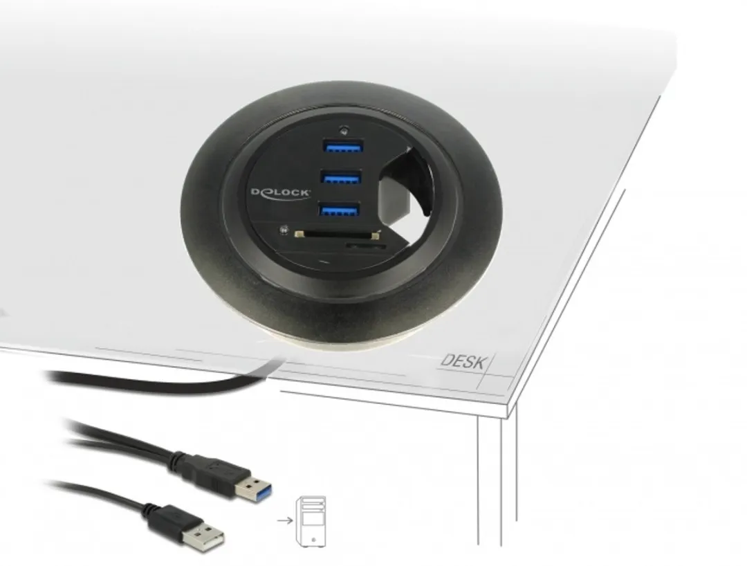 Delock 62869 USB3.0 Hub 5 Poorten - Zwart
