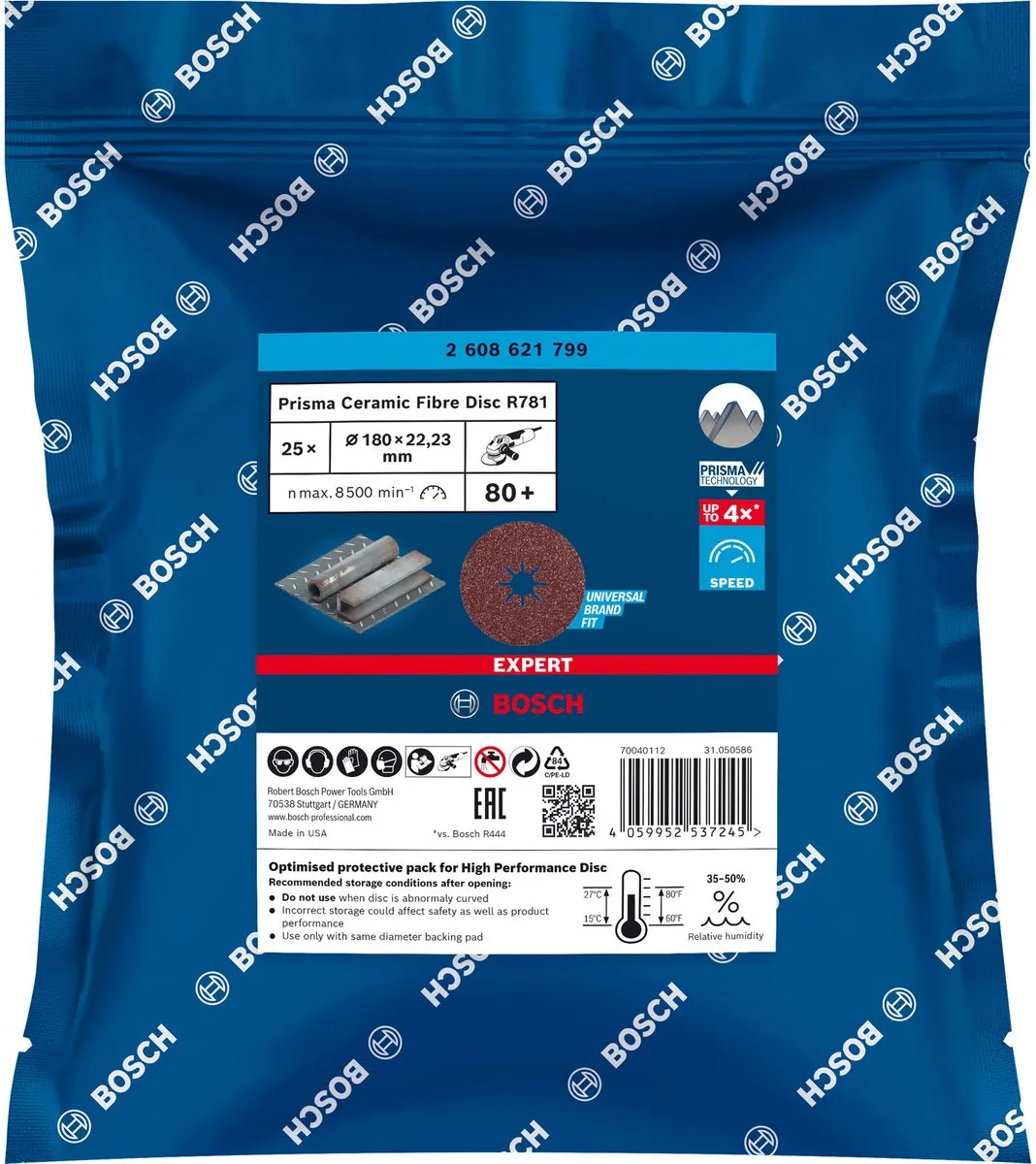 Bosch Professional 25x Expert R781 Prisma Keramische Vezelschijf 180mm G 80 - afbeelding 4 van 5