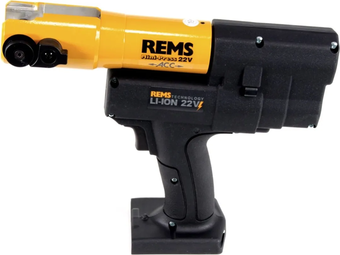 REMS Mini-Press ACC 22V Radiaalpers - Geel/Zwart - 2,5Ah + Oplader