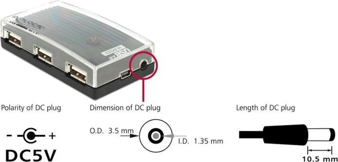 Delock USB 2.0 HUB 4 Poorten - Zwart - afbeelding 6 van 6