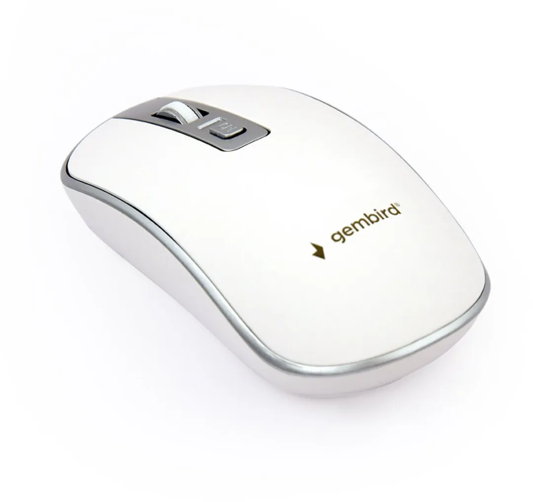 Gembird MUSW-4B-06-WS Ambidextrous Draadloze Muis - 1600 DPI - Wit/Zilver
