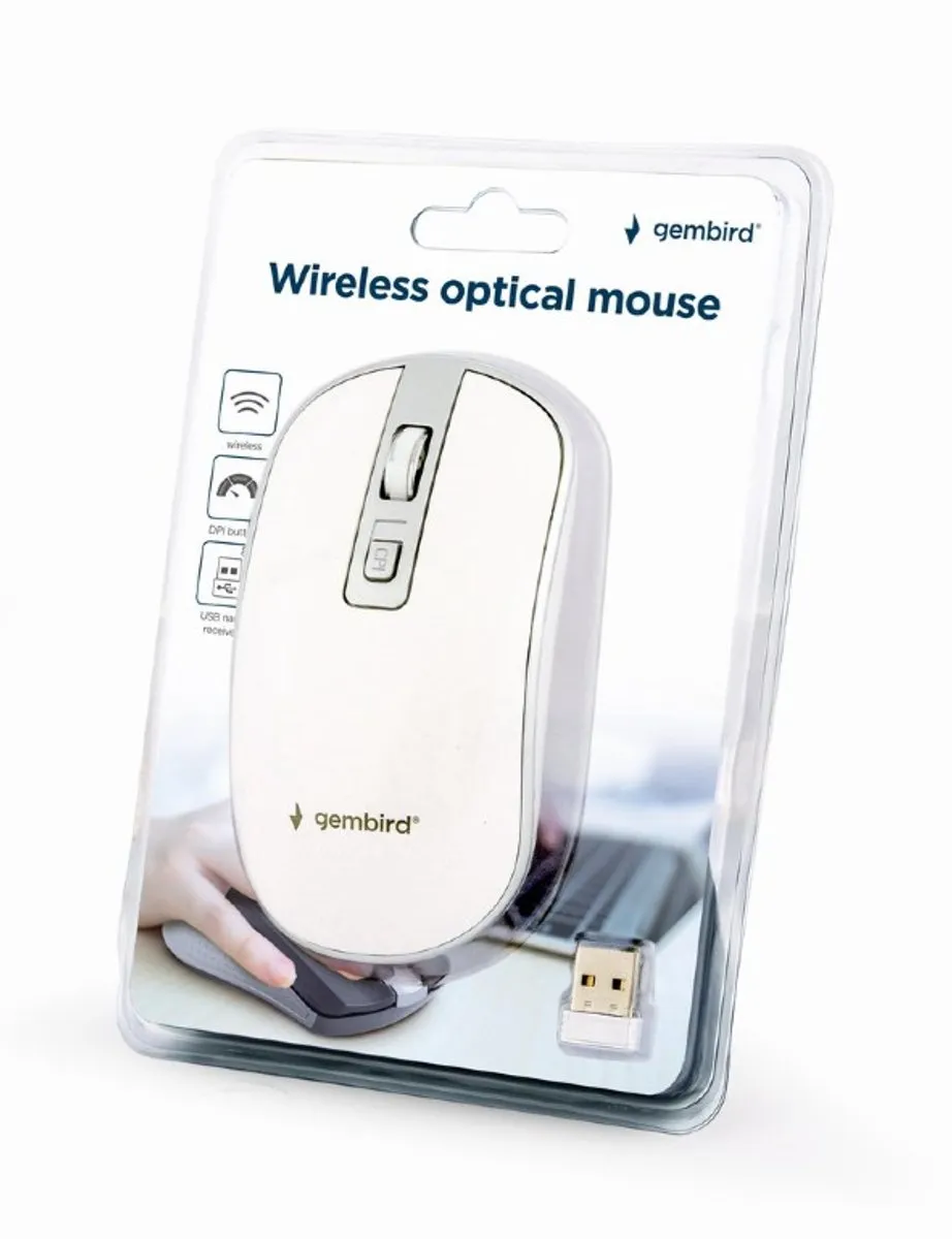 Gembird MUSW-4B-06-WS Ambidextrous Draadloze Muis - 1600 DPI - Wit/Zilver - afbeelding 6 van 6
