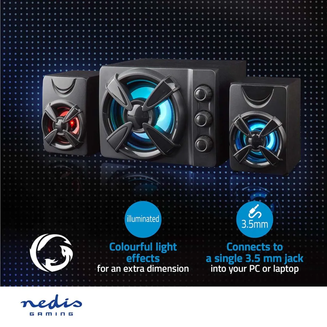 Nedis GSPR31021BK Gaming 2.1 Subwoofer - 33W - Zwart