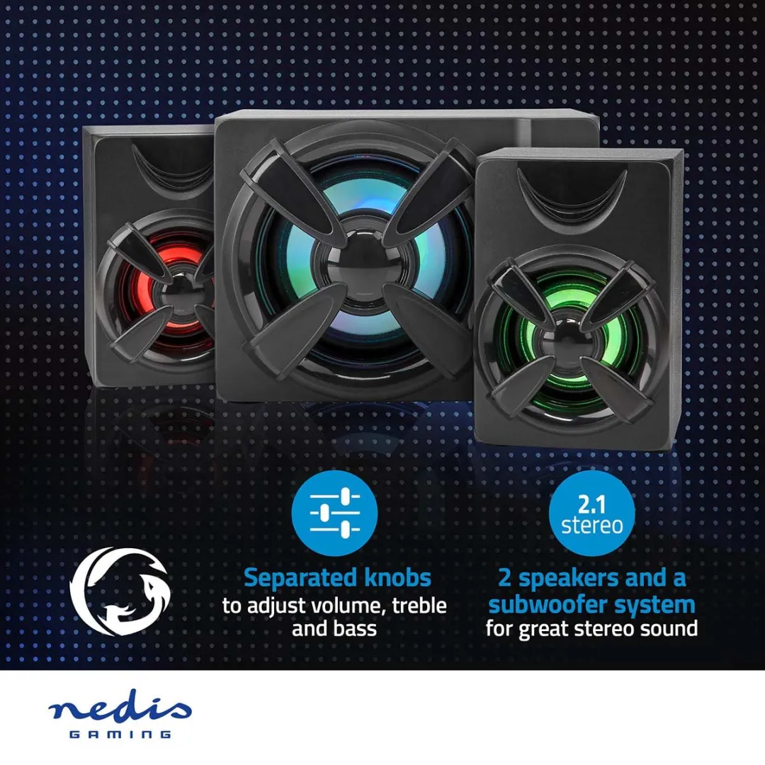Nedis GSPR31021BK Gaming 2.1 Subwoofer - 33W - Zwart