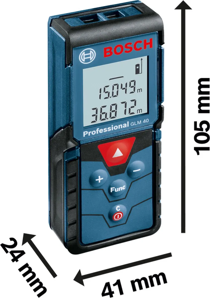 Bosch Professional GLM 40 Afstandsmeter - 2x AAA