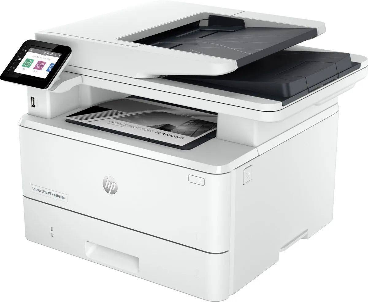 HP LaserJet Pro 4102fdn MFU - 350 Vel - Ethernet - Zwart-wit - afbeelding 6 van 6