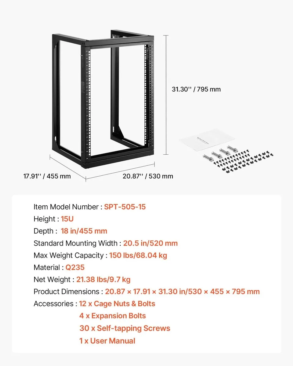 Startech SPT-505-15 Serverkast 15U - Wandmontage - 68 kg - Zwart - afbeelding 2 van 6