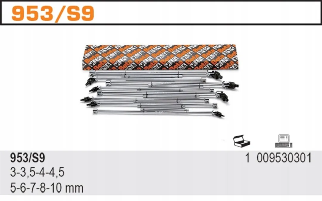 Beta T-sleutelset met scharnieren 3-10mm - 9 Stuks