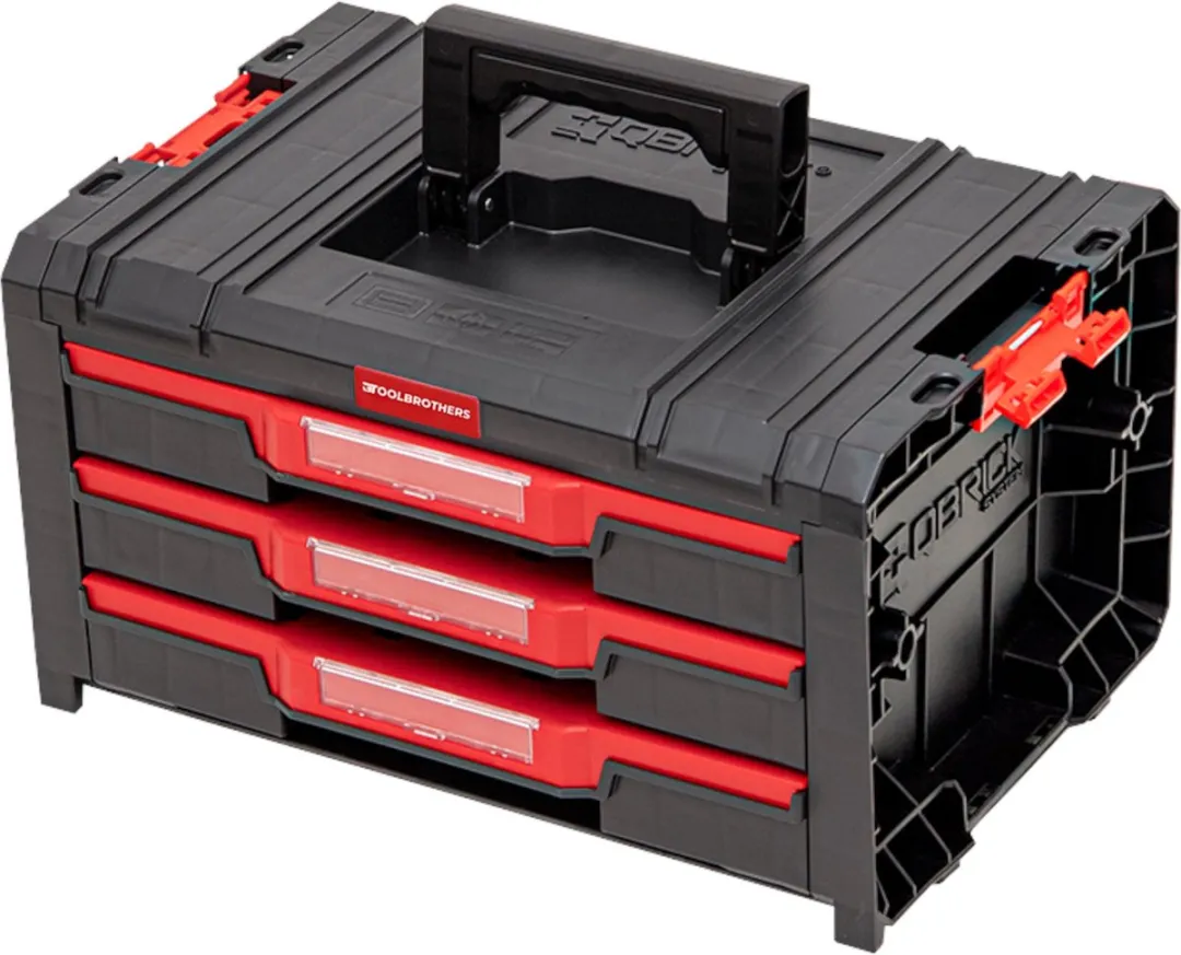 Toolbrothers RHINO Drawer 3 ECO Organize+ - 3 Lades + Bakken - IP54 - Zwart/Rood - afbeelding 4 van 6