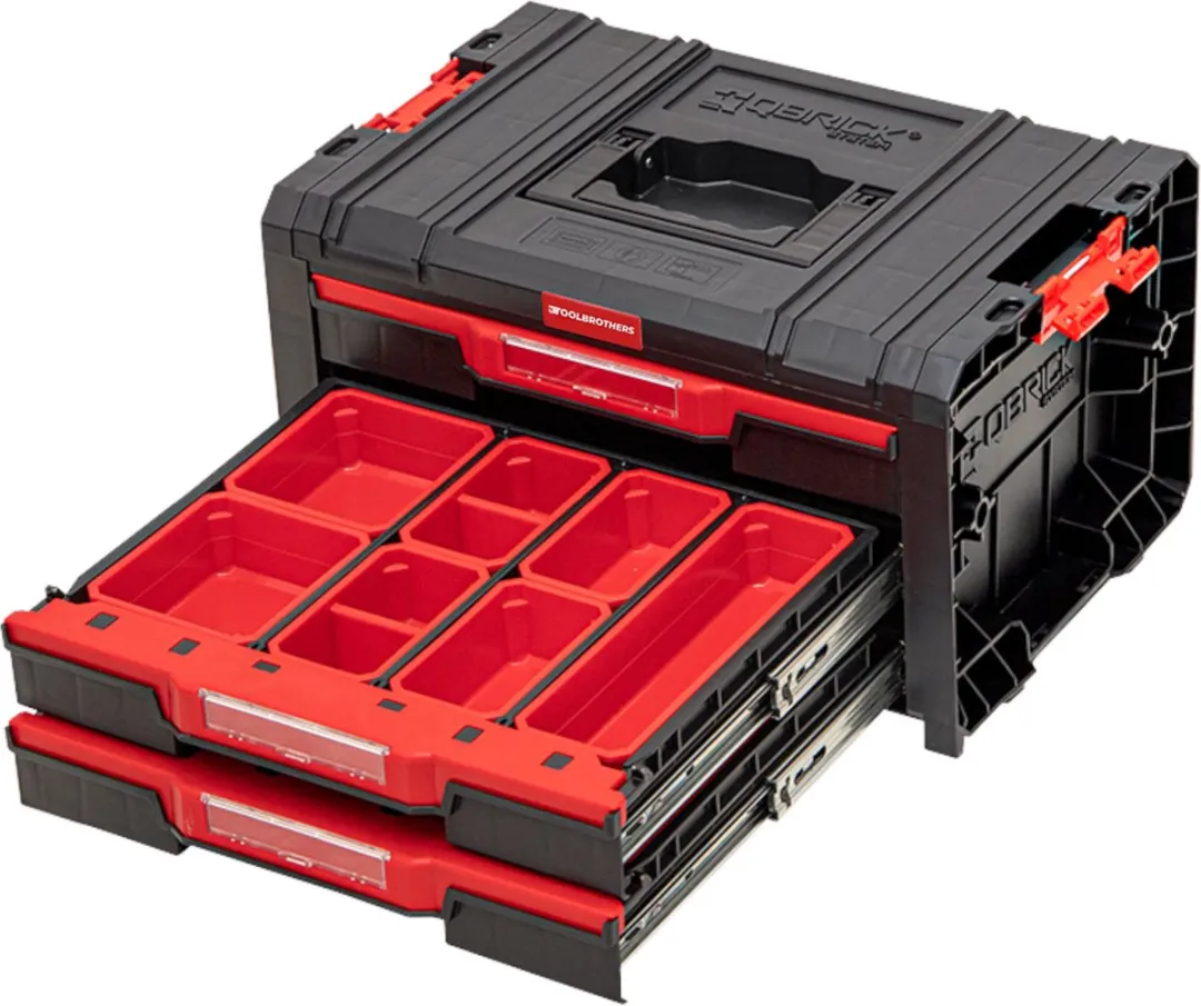 Toolbrothers RHINO Drawer 3 ECO Organize+ - 3 Lades + Bakken - IP54 - Zwart/Rood - afbeelding 5 van 6