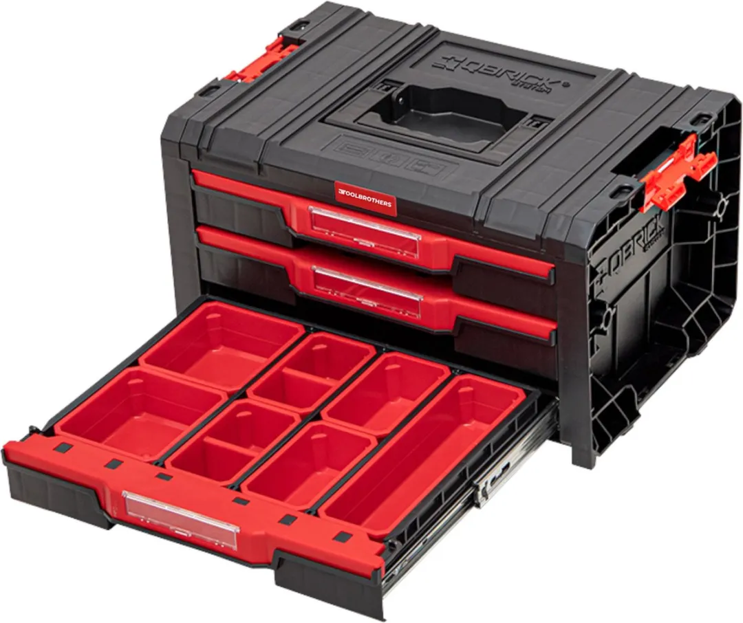 Toolbrothers RHINO Drawer 3 ECO Organize+ - 3 Lades + Bakken - IP54 - Zwart/Rood - afbeelding 2 van 6