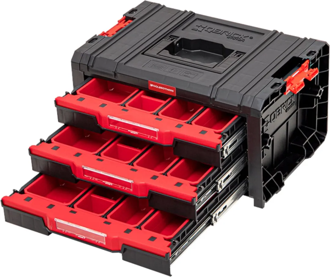 Toolbrothers RHINO Drawer 3 ECO Organize+ - 3 Lades + Bakken - IP54 - Zwart/Rood - afbeelding 6 van 6