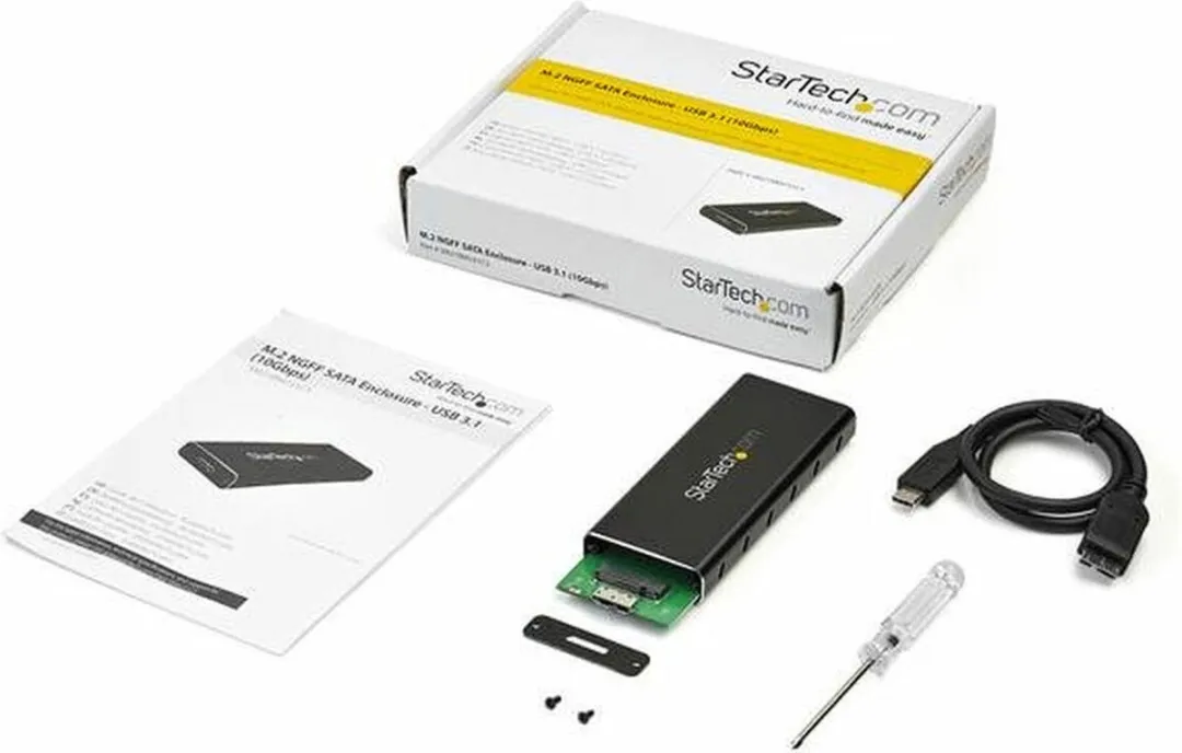 Startech USB 3.1 M.2 SATA SSD Box - Zwart