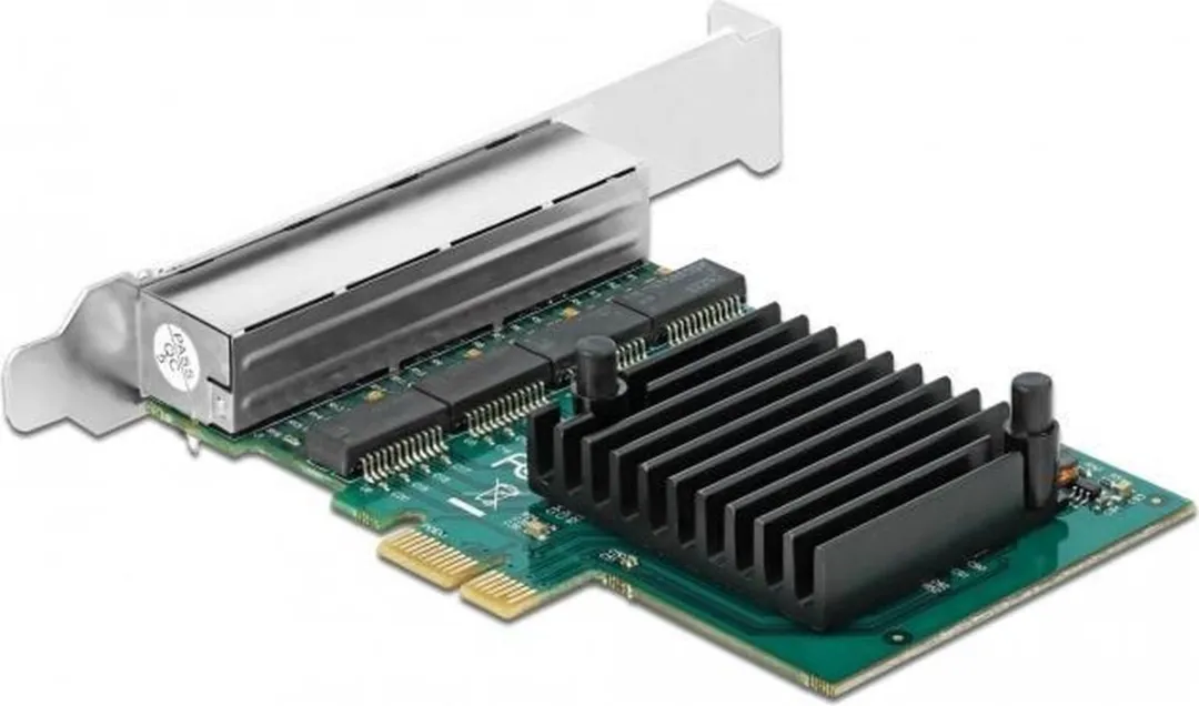 Delock PCIe 4x RJ45 Gigabit LAN RTL8111 - Zwart/Metallic