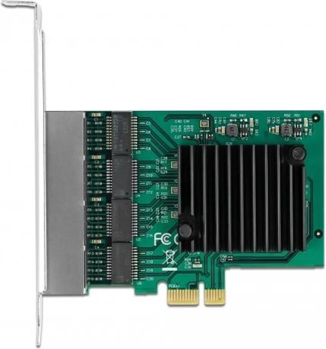 Delock PCIe 4x RJ45 Gigabit LAN RTL8111 - Zwart/Metallic