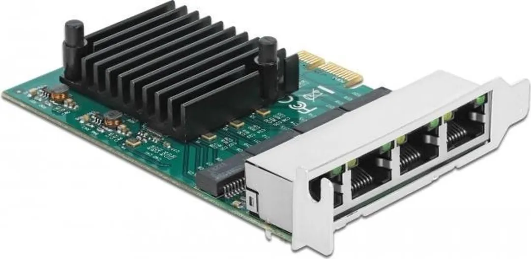 Delock PCIe 4x RJ45 Gigabit LAN RTL8111 - Zwart/Metallic