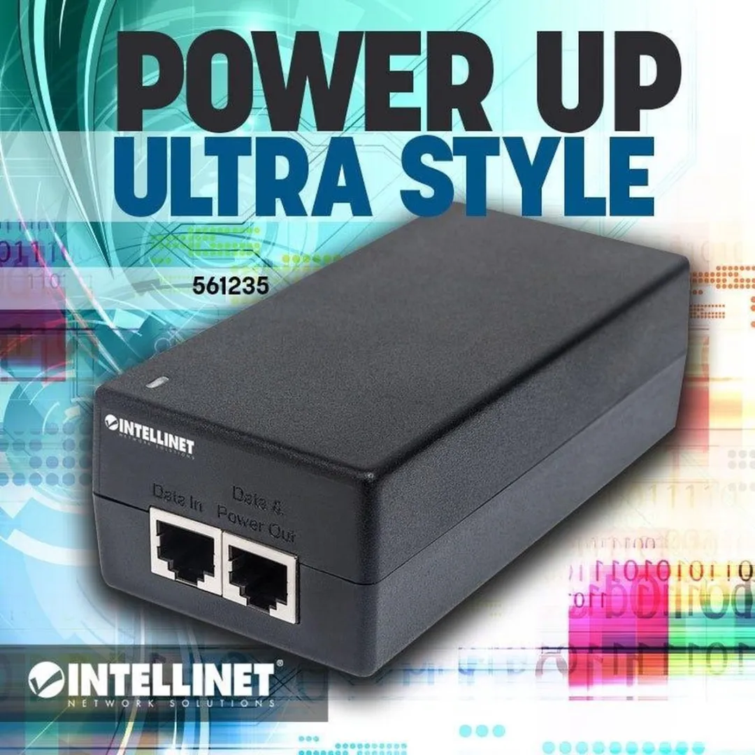 Intellinet 561235 PoE Adapter & Injector - Gigabit Ethernet - 48V - Zwart