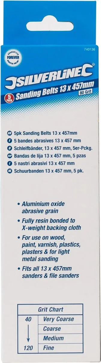 Silverline Schuurband K80 13x457mm - 5 Stuks - afbeelding 2 van 6