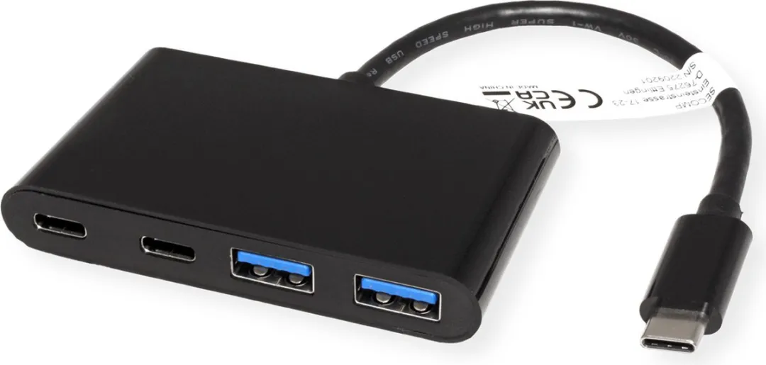 Value USB 3.2 Gen 2 Hub 4x (2x A+ 2x C) - Zwart - afbeelding 2 van 5