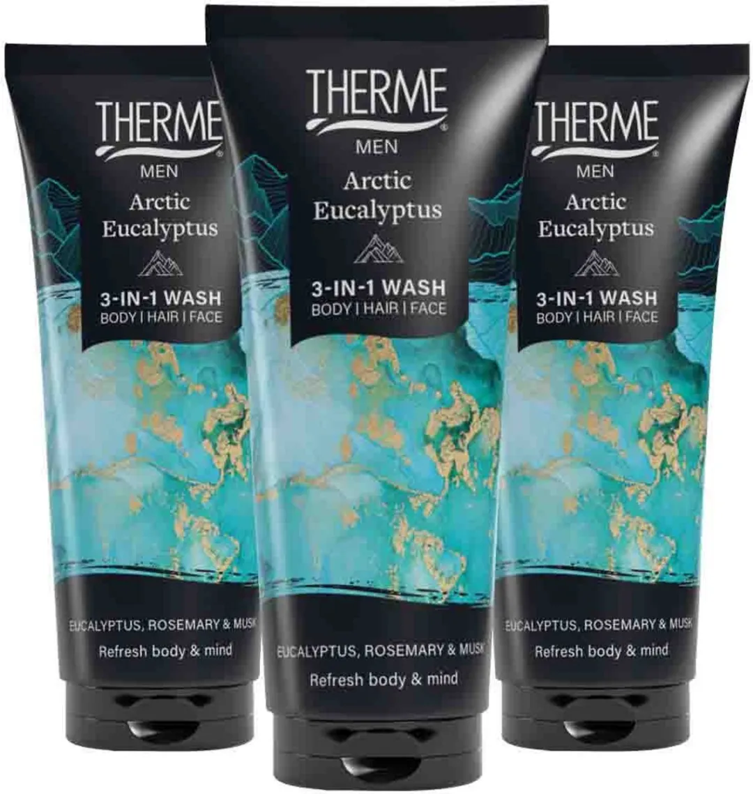 Therme Men Arctic Eucalyptus 3-in-1 Wash - 200ml - 3 Stuks