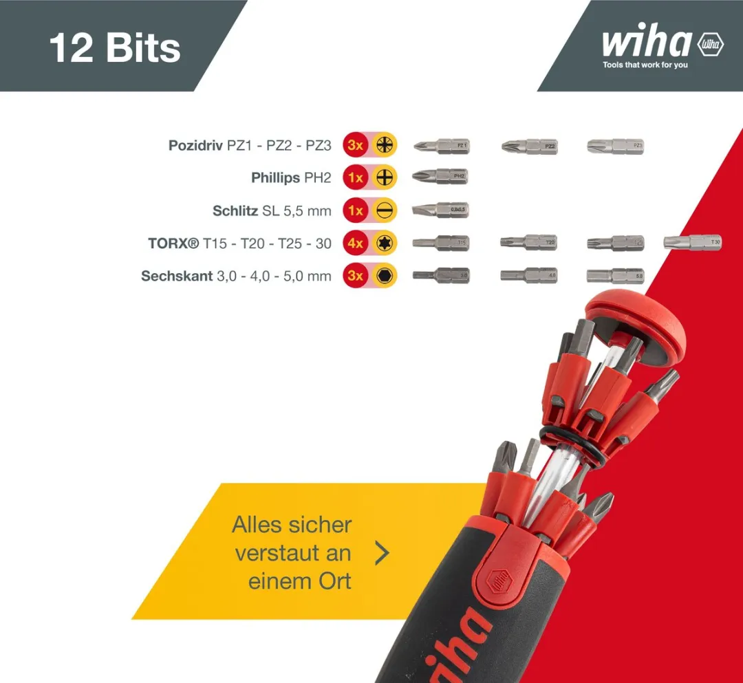 Wiha Schroevendraaier Bitmagazijn SB3803 02-021 - 1/4" - 2 Stuks