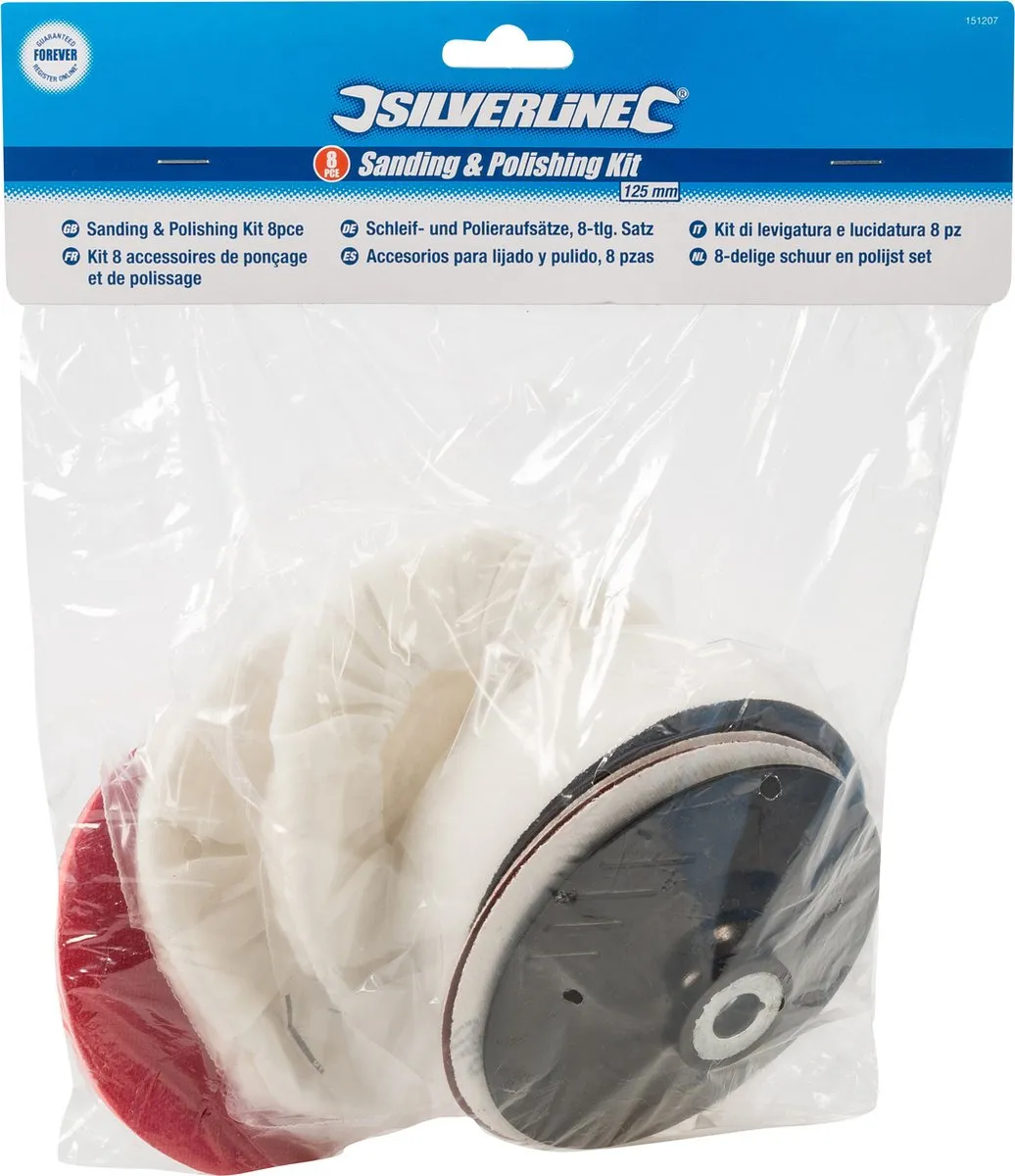 Silverline Schuur & Polijstset 8-delig 125mm
