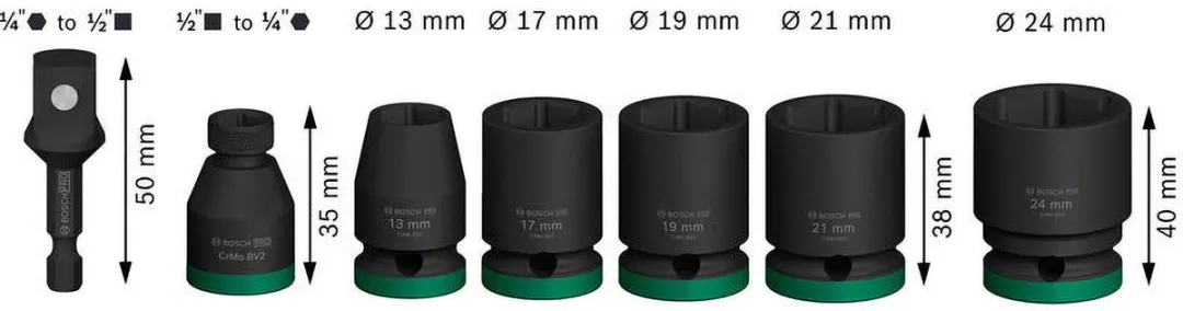 Bosch Professional Slagmoerdoppenset 12-delig - 1/2" - Zwart