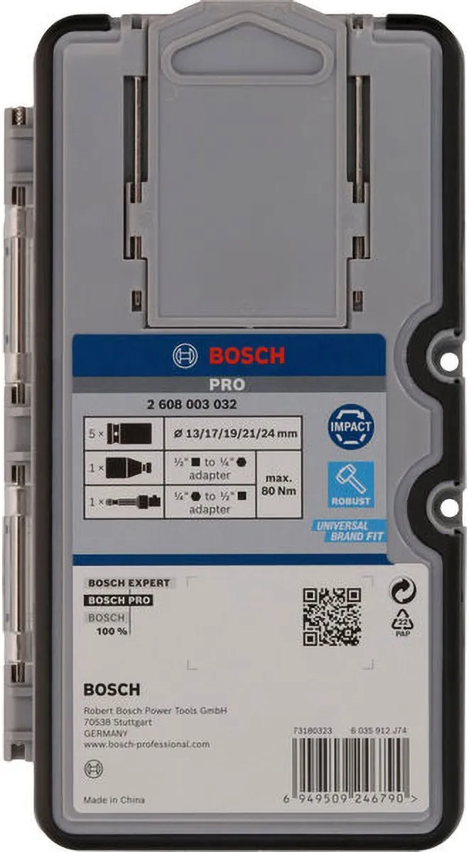 Bosch Professional Slagmoerdoppenset 12-delig - 1/2" - Zwart