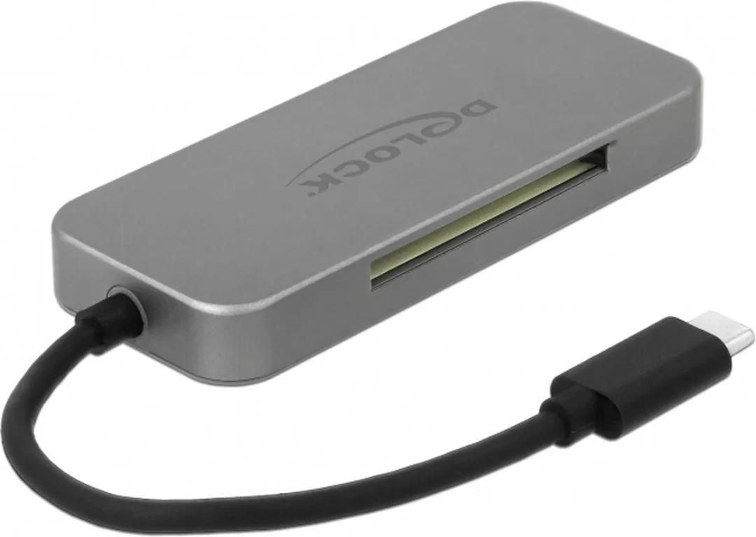Delock USB 3.0 Hub 64064 - 2x Type-A + SD/MicroSD/CF - Grijs