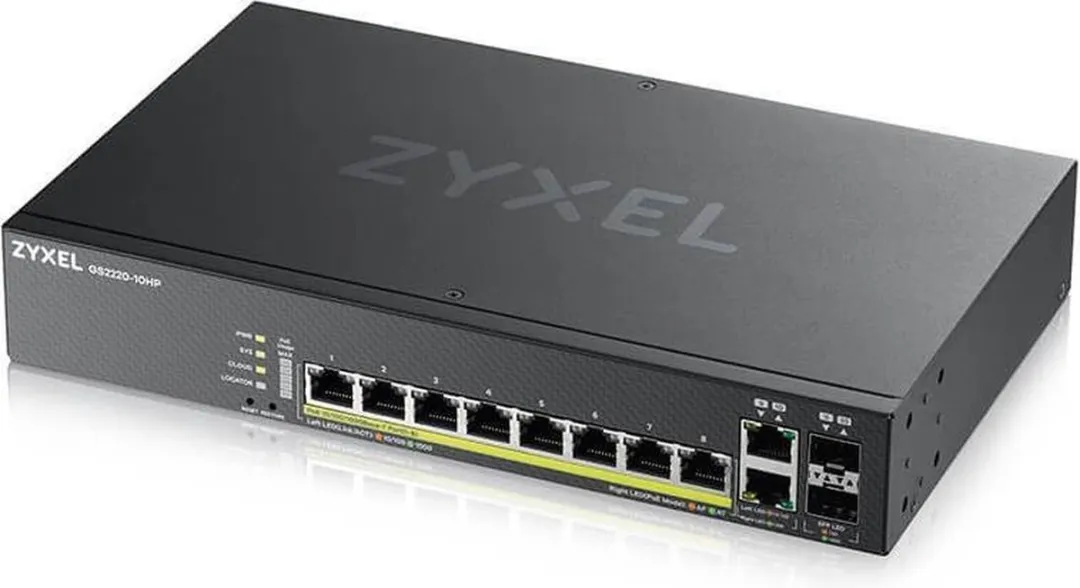 Zyxel GS2220-10HP Switch - 10 PoE-poorten 180W - Zwart