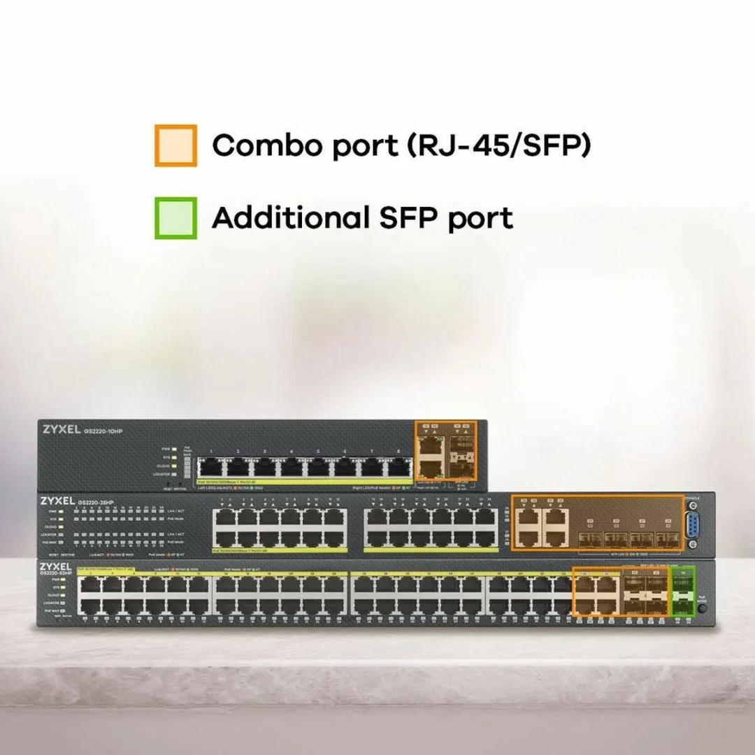 Zyxel GS2220-10HP Switch - 10 PoE-poorten 180W - Zwart