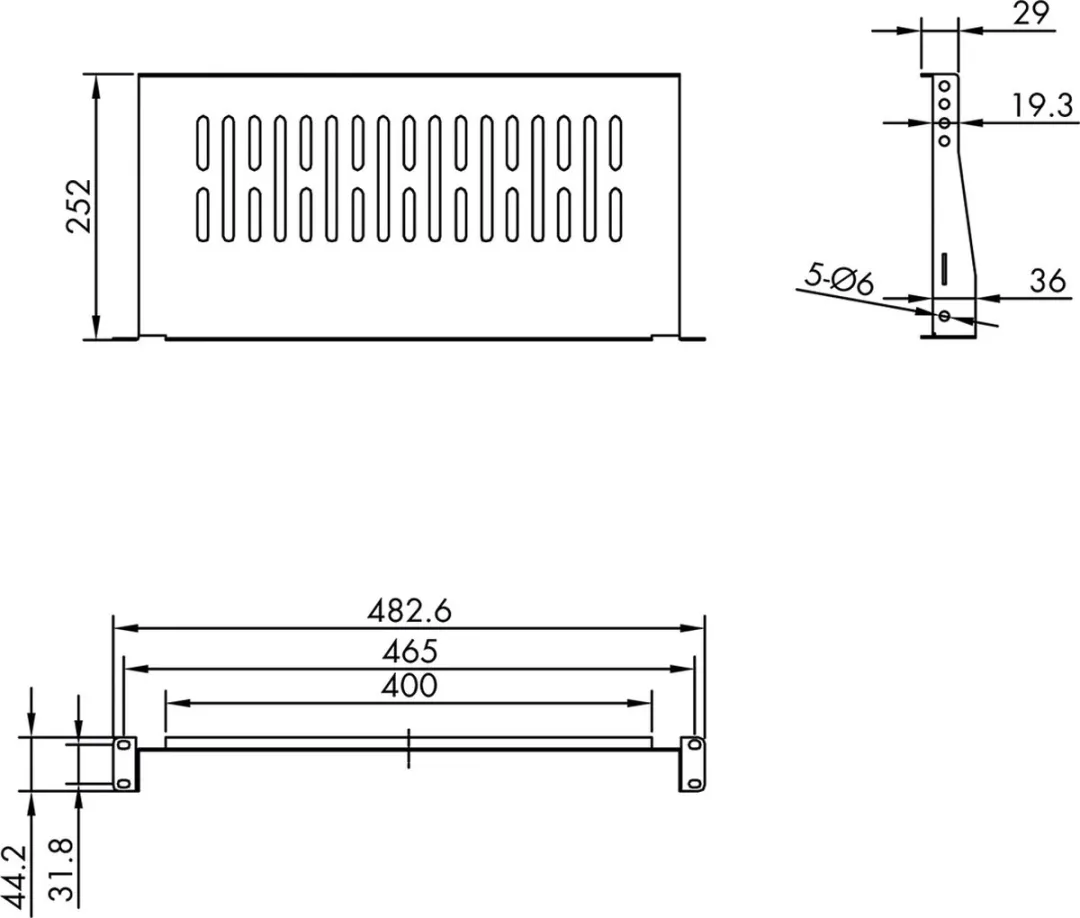 Value 19" Legplank 485x250mm - 10kg - Zwart - afbeelding 2 van 5