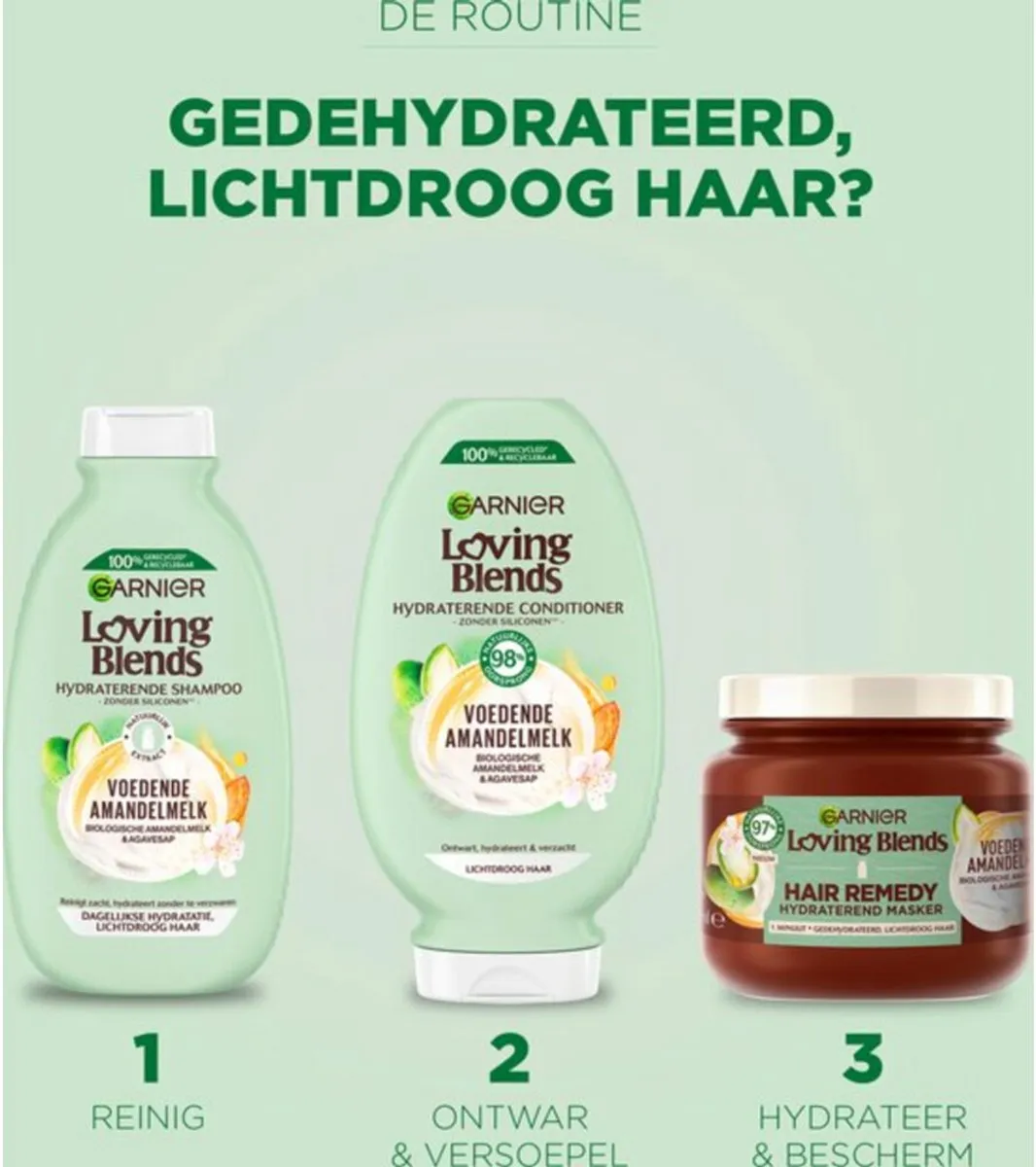 Garnier Loving Blends Conditioner Amandelmelk 250ml - 3 Stuks