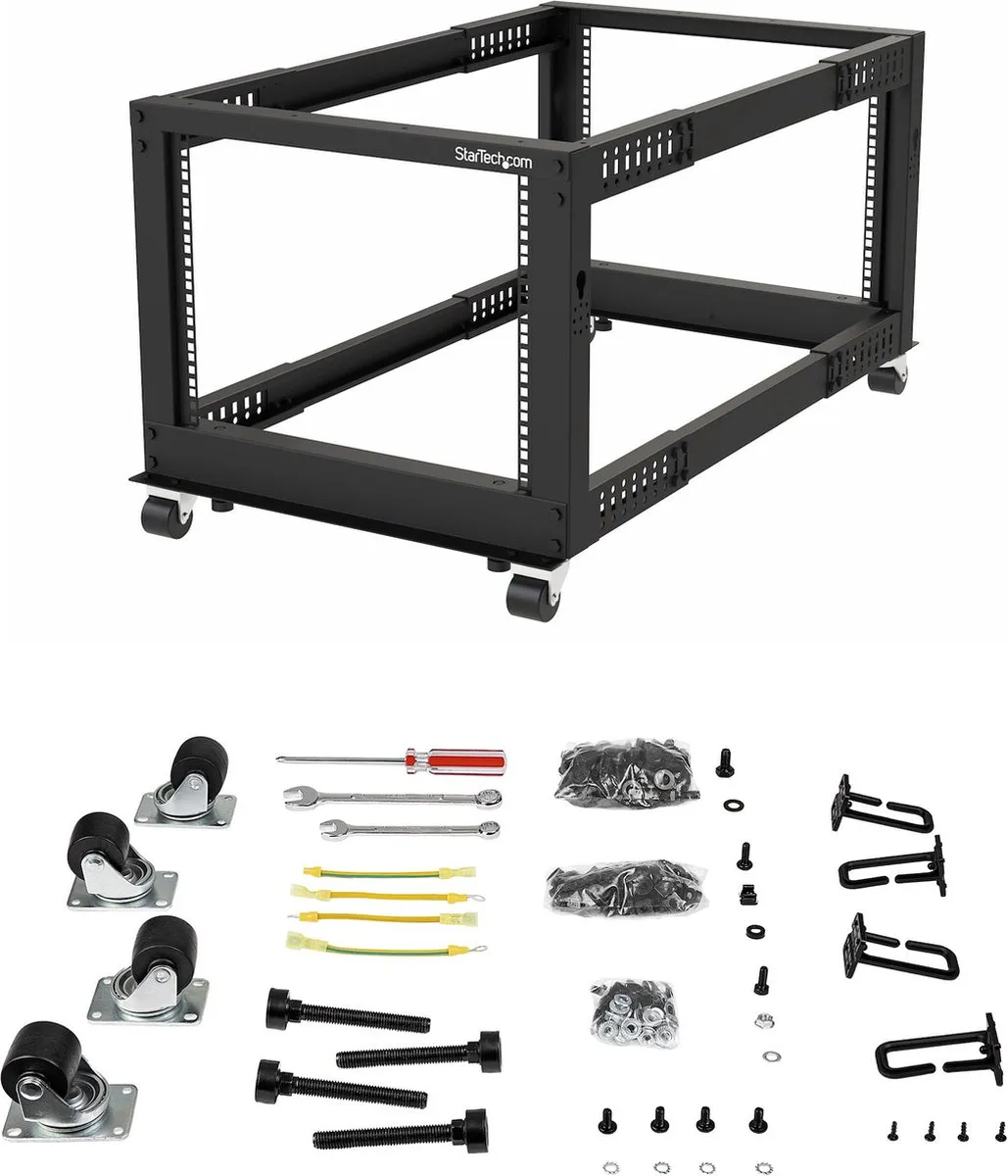 Startech 4POSTRACK8U Rackkast 8U - Zwart