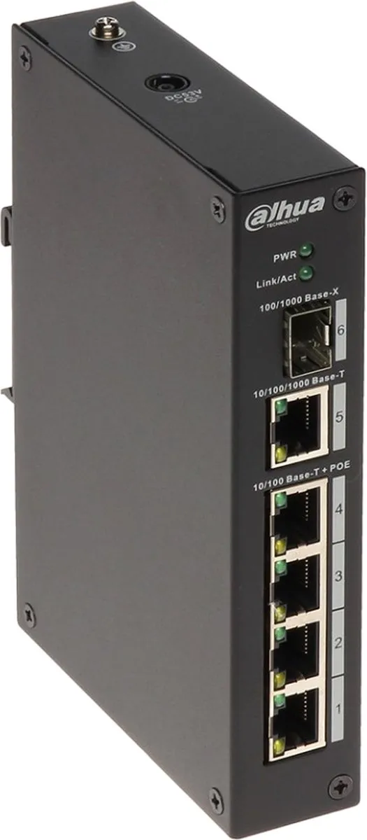 Dahua PFS3106-4ET-60-V2 PoE-switch - 4 Poorten - Zwart