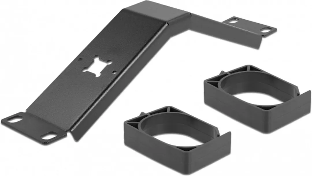 Delock 66666 Kabelbeheerrouteringspaneel 10" - 2 Haken - 1U - Zwart - afbeelding 2 van 4