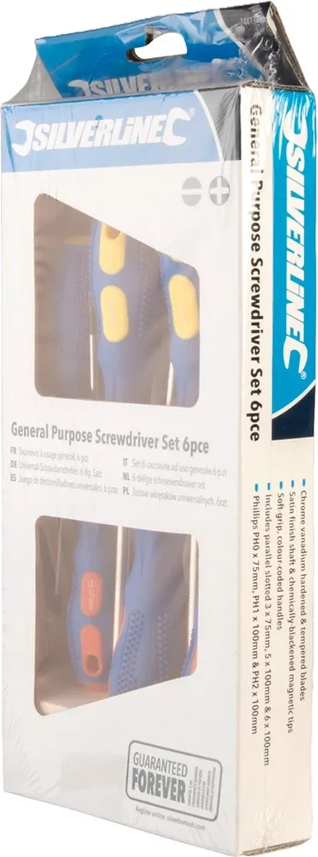 Silverline Schroevendraaierset 244137 - 6-delig - Magnetisch - Blauw