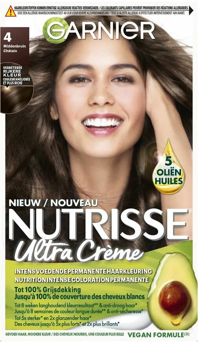 Garnier Nutrisse Crème 4.0 Middenbruin Haarverf - 3 Stuks