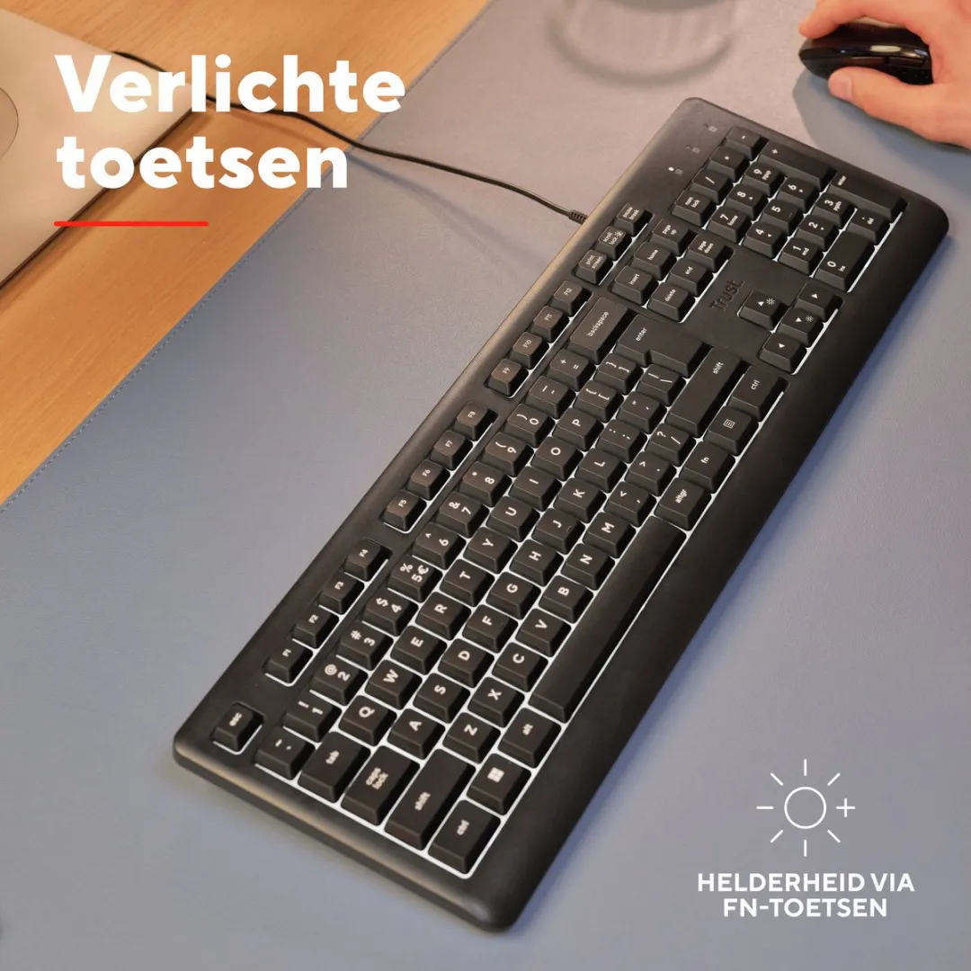 Trust Primo Qwerty 25732 Toetsenbord - LED-verlichting - Zwart