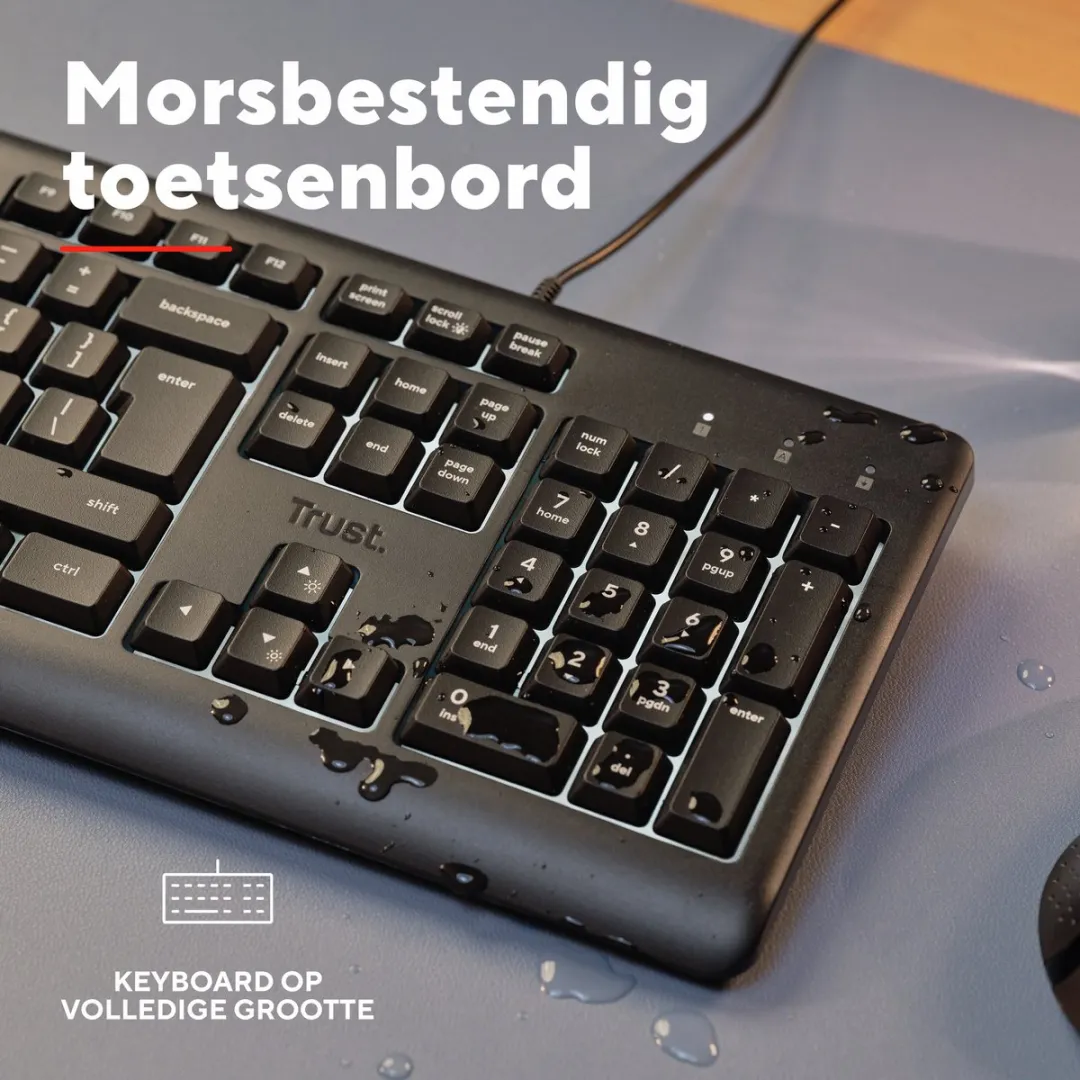 Trust Primo Qwerty 25732 Toetsenbord - LED-verlichting - Zwart