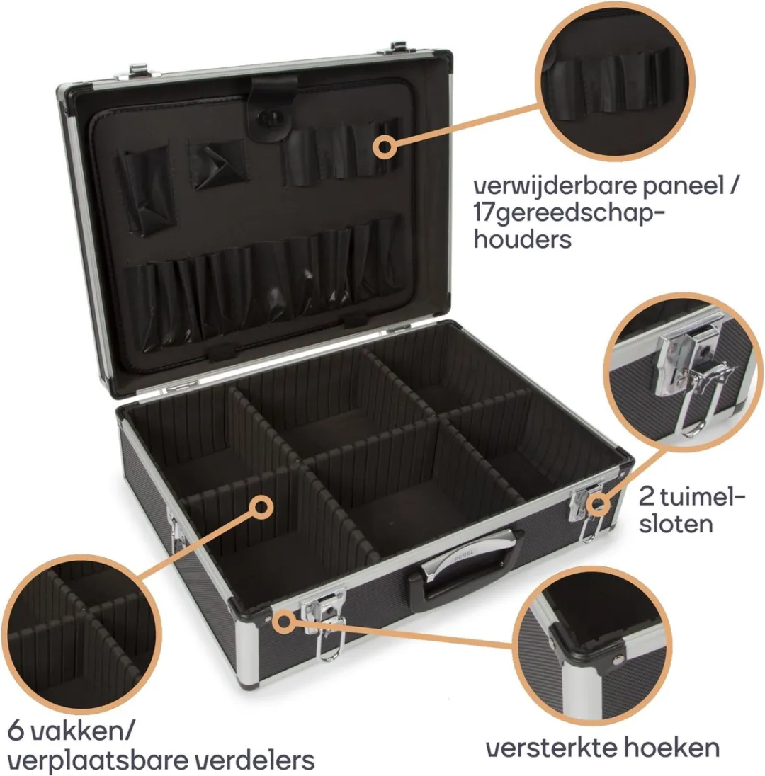 Perel Gereedschapskoffer 1819-1 - Aluminium - 455x330x152mm - Grijs