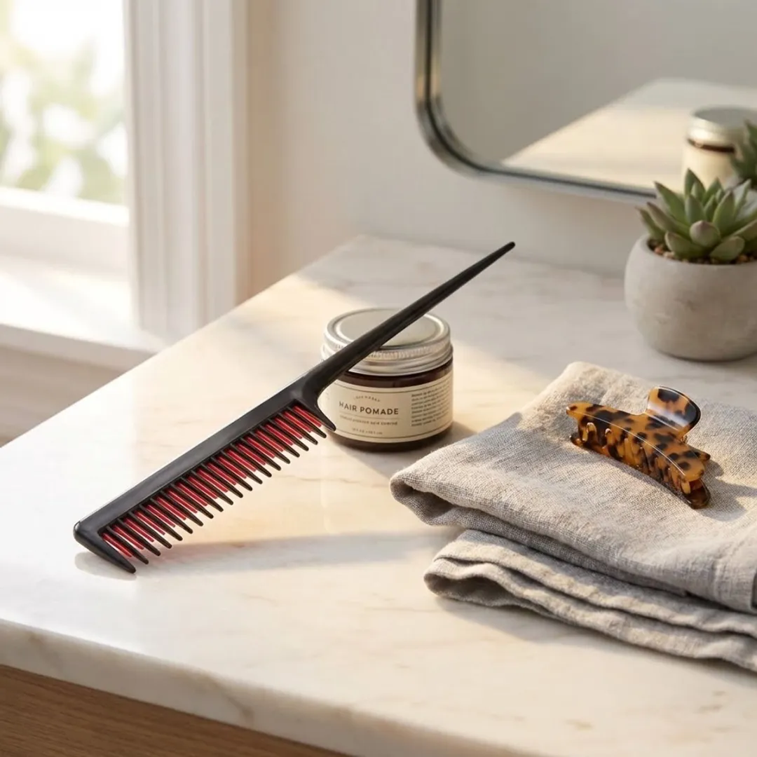 NuveX Zwart Rood Tail Comb - Puntkam met fijne tanden