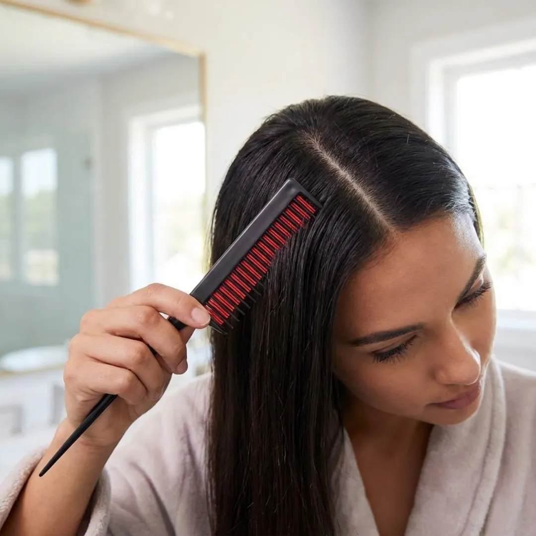 NuveX Zwart Rood Tail Comb - Puntkam met fijne tanden