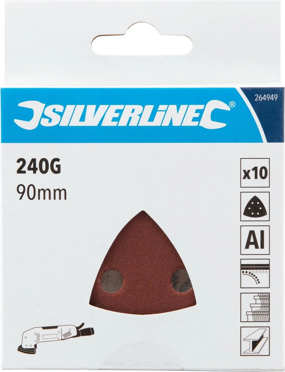 Silverline Delta Schuurvel K240 90mm - 10 Stuks