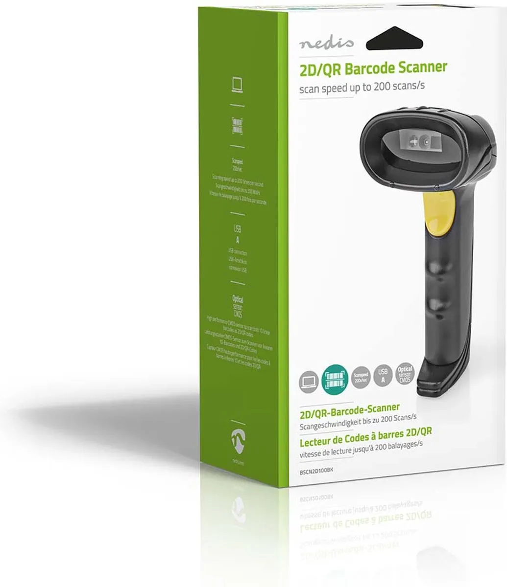 Nedis BSCN2D100BK Barcode Scanner 1D/2D - USB - Zwart