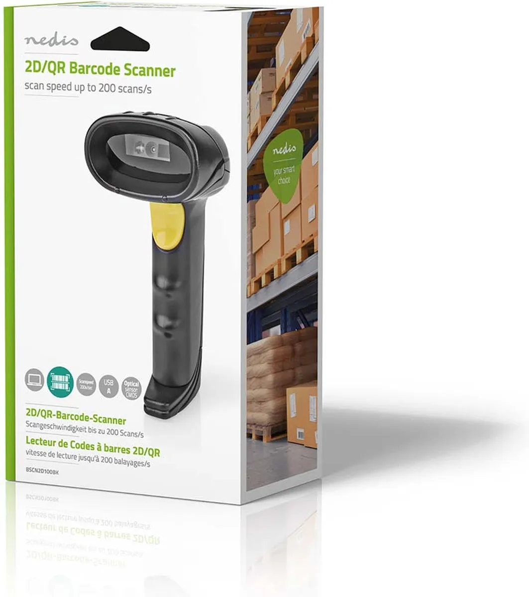 Nedis BSCN2D100BK Barcode Scanner 1D/2D - USB - Zwart