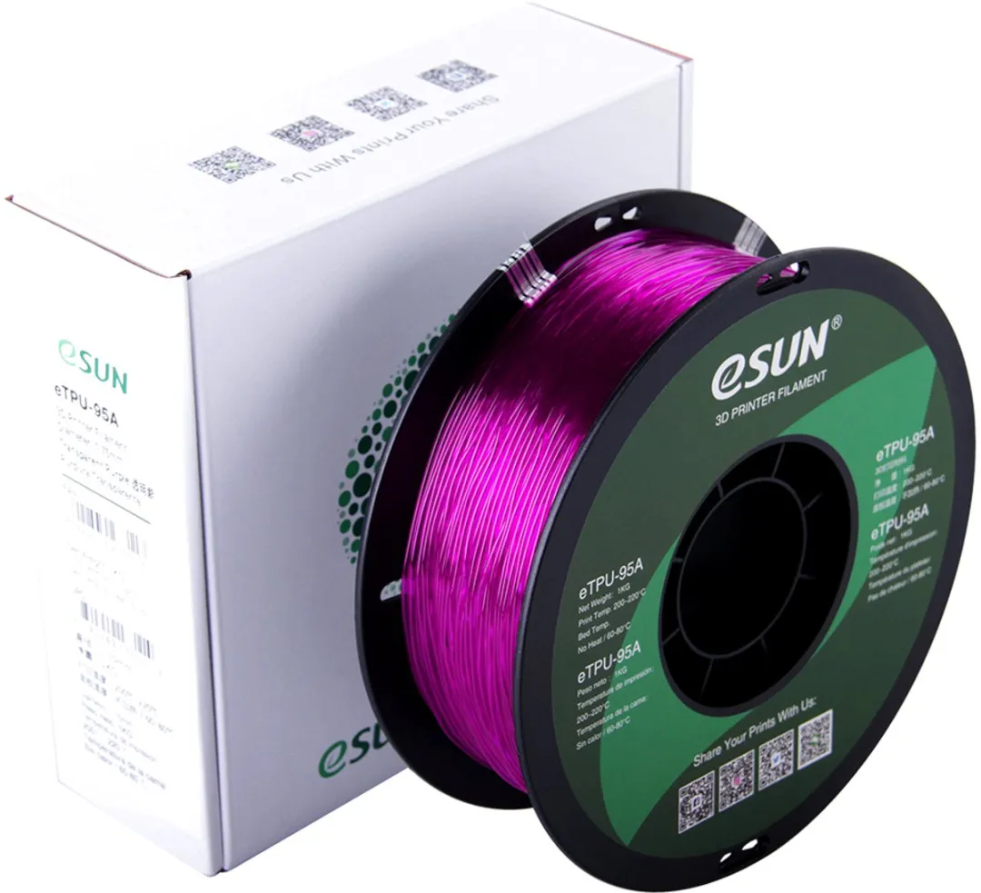 ESUN eTPU-95A Filament 1.75mm Transparant Paars 1kg
