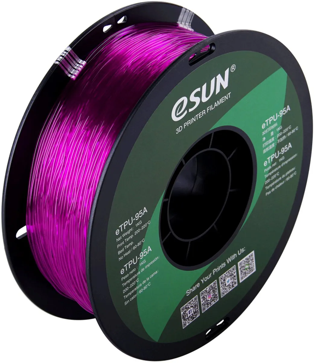 ESUN eTPU-95A Filament 1.75mm Transparant Paars 1kg