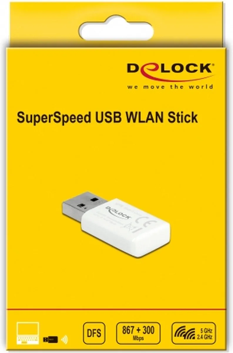 Delock USB 3.0 WLAN Dual-Band AC Stick 867+300Mbps - Wit