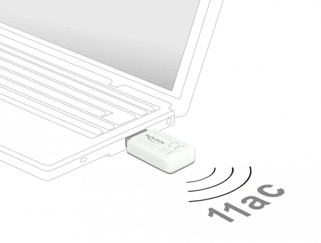 Delock USB 3.0 WLAN Dual-Band AC Stick 867+300Mbps - Wit